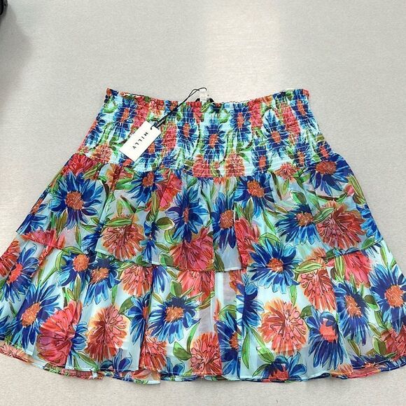 Milly Wyatt Paint Dahlia Print Skirt Size 8 - Picture 1 of 6